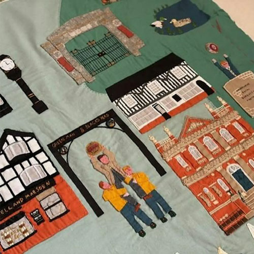 Closeup of the Stitching Ashbourne artwork