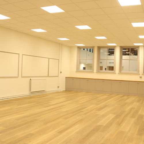 Riverside Hall - a modern hall which is light and bright.